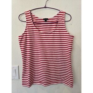 Talbots Red White Stripe Tank Sz S Pima Cotton Blend Parisian Coastal Luxury